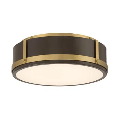 Minka Lavery Lynca 13.75" 5cct Led Flush Mount In Black,brass