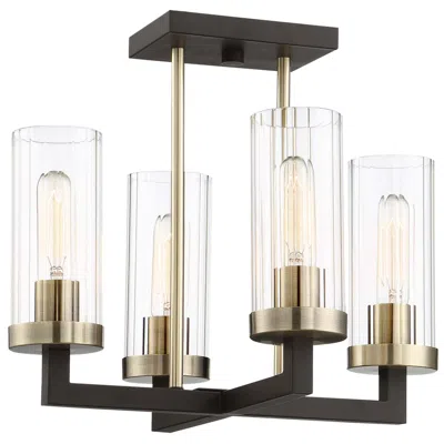 Minka Lavery Minka Ainsley Court 16" 4-light Bronze And Clear Glass Ceiling Light