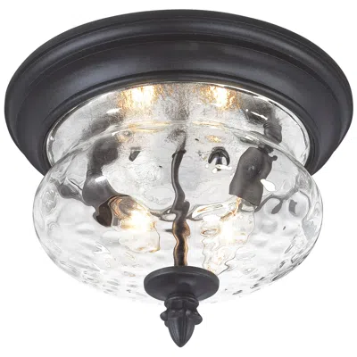 Minka Lavery Minka Ardmore 11 3/4" Wide Black Hammered Glass Outdoor Ceiling Light