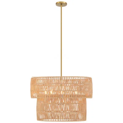 Minka Lavery Minka Bungalow Heaven 26" Wide Soft Brass Rope 5-light Pendant