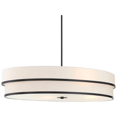 Minka Lavery Minka Cascade 42" Wide Coal Black White Linen Drum Pendant Light