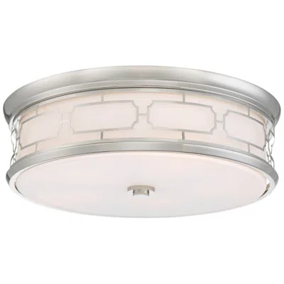 Minka Lavery Minka Drum Flush Mount 20" Modern Deco Nickel Led Ceiling Light