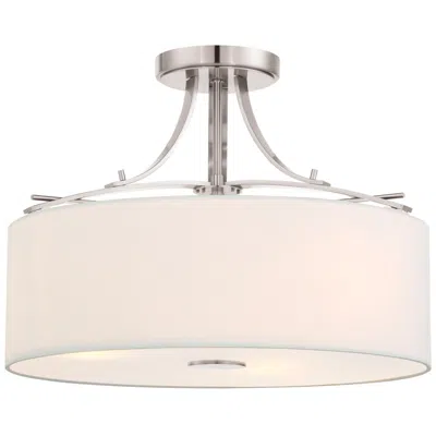 Minka Lavery Minka Poleis 16 1/2" Wide Brushed Nickel Semi Flush Drum Ceiling Light