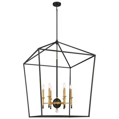 Minka Lavery Minka Townhall 32" Wide Coal And Soft Brass 6-light Open Pendant
