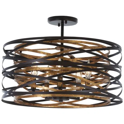 Minka Lavery Minka Vortic Flow 20" Wide Dark Bronze And Mosaic Gold 5-light Pendant