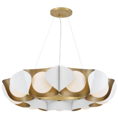 Minka Lavery Minka-lavery Flare 9-light 34.25-in Sand White And Brass Indoor Pendant