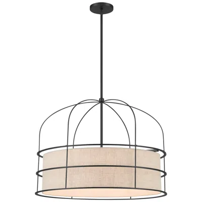 Minka Lavery Minka-lavery Gateway Park 6-light Coal Pendant With Oatmeal Linen Shade