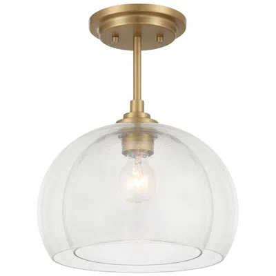 Minka Lavery Minka-lavery Glint 1-light 12-in Brass Semi Flush To Pendant With Shade