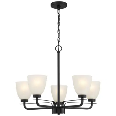 Minka Lavery Minka-lavery Kaitlen 5-light Coal Black Chandelier With White Glass Shades