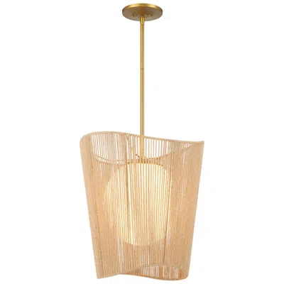 Minka Lavery Minka-lavery Key Largo 1-light Soft Brass Pendant With Etched Opal Glass
