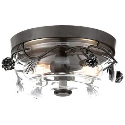 Minka Lavery Minka-lavery Ponderosa Ridge 2-light Weather Spruce And Silver Flush Mount