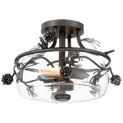 Minka Lavery Minka-lavery Ponderosa Ridge 3-light Weathered Spruce And Silver Semi-flush