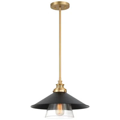 Minka Lavery Minka-lavery Segan 1-light Coal And Soft Brass Mini Pendant In Black