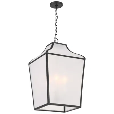 Minka Lavery Minka-lavery Velena 4-lt 16-in Dark Matte Black Pendant With Organza Shade