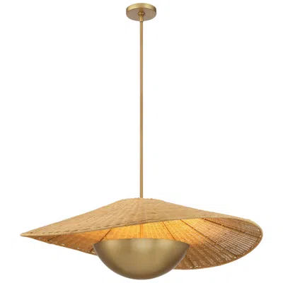 Minka Lavery Nestor 36" Wide Legacy Brass And Rattan Pendant Light