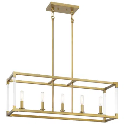 Minka Lavery Oro District 32" Wide Soft Brass 5-light Island Chandelier
