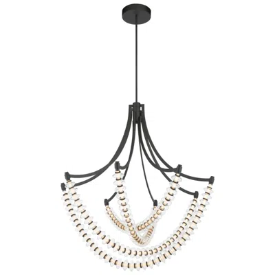 Minka Lavery Pearl Led 39.25in Dark Matte Black Chandelier With Glass Shade