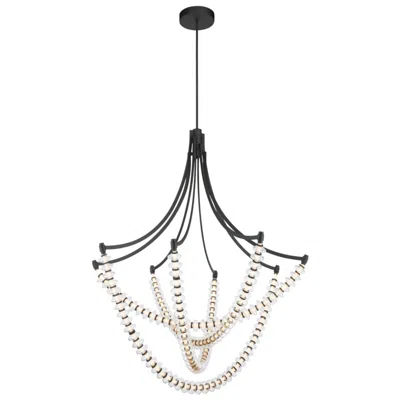Minka Lavery Pearl Led 49.25in Dark Matte Black Chandelier With Glass Shade