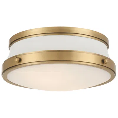 Minka Lavery Purelight 2-light 15-in Brass And White Flush Mount With Shade