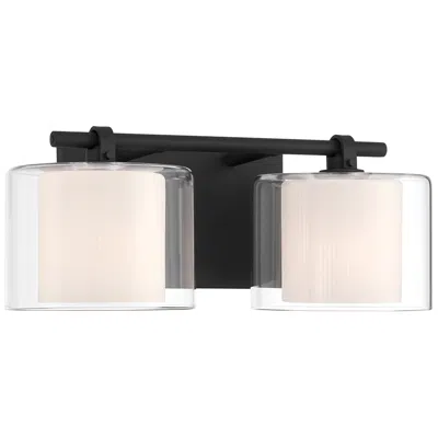 Minka Lavery Seville 2-lt 14.5-in Dark Matte Black Vanity Light With Shades