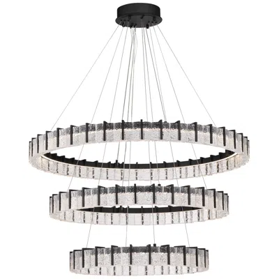 Minka Lavery Sevryn Led 44.5in Dark Matte Black Chandelier With Glass Shade In Silver