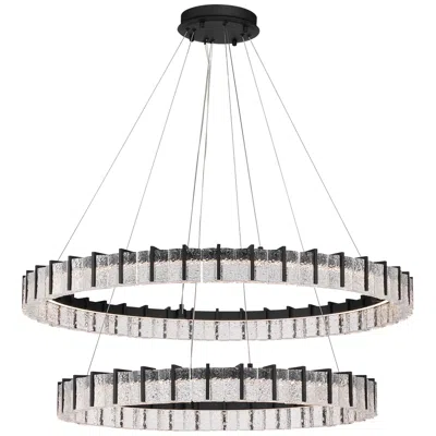 Minka Lavery Sevryn Led 44.5in Dark Matte Black Chandelier With Glass Shade