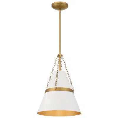 Minka Lavery Springfield 1-light 12-in Brass And Cream Pending Lighting