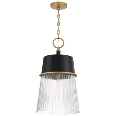 Minka Lavery Stamford 1-light 13-in Brass And Matte Black Pending Lighting In Multi