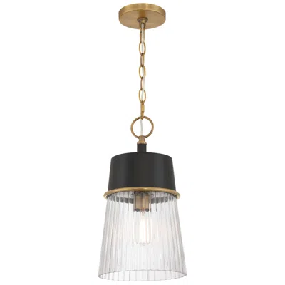 Minka Lavery Stamford 9" Wide Brass And Matte Black Mini Pendant