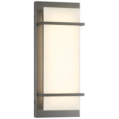 Minka Lavery Tarnos Led 16-in Gun Metal Wall Sconce With Alabaster Shade