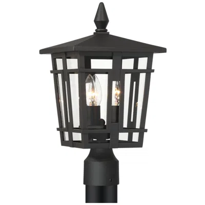 Minka Lavery The Great Outdoors Fieldstone 3-light 9-in Sand Coal Black Post Mount