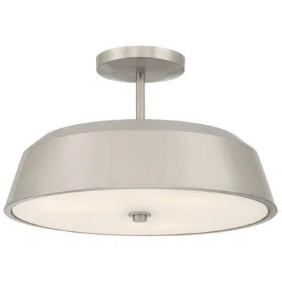 Minka Lavery Trellwyn 3-light 15-in Brushed Nickel Semi-flush With Shade