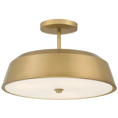 Minka Lavery Trellwyn 3-light 15-in Legacy Brass Semi-flush With Shade