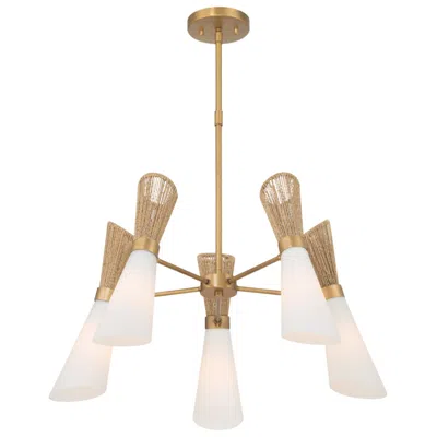 Minka Lavery Vantrel  5-light 26.25-in Legacy Brass Chandelier With Shades