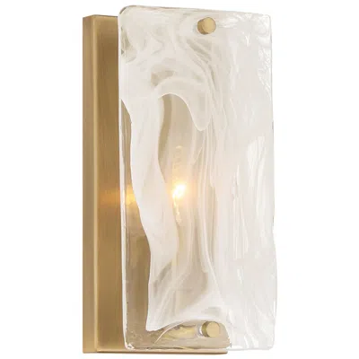 Minka Lavery Veil 10" High Legacy Brass Wall Sconce With White Glass