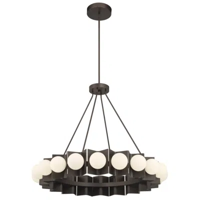 Minka Lavery Vestra Led 37.5-in Dark Bronze Pendant With Etched Opal Shade