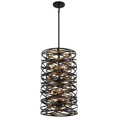 Minka Lavery Vortic Flow 14" 6-light Bronze And Mosaic Gold Pendant