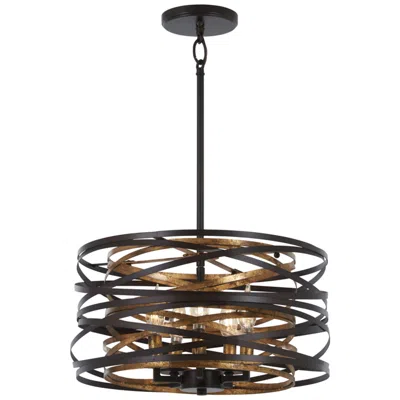 Minka Lavery Vortic Flow 16" Dark Bronze And Gold 5-light Pendant