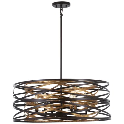 Minka Lavery Vortic Flow 26" Dark Bronze And Gold 6-light Pendant