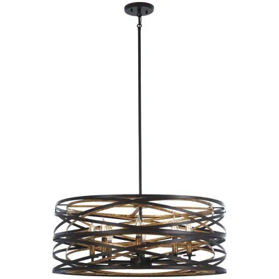 Minka Lavery Vortic Flow 8 - Light Unique Drum Chandelier In Dark Bronze,mosaic Gold