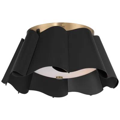 Minka Lavery Waveform 3-light 14-in Bronze And Brass Flush Mount With Shade