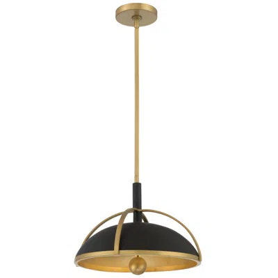 Minka Lavery Yorkshire 2-lt 14-in Dark Matte Black And Legacy Brass Pendant