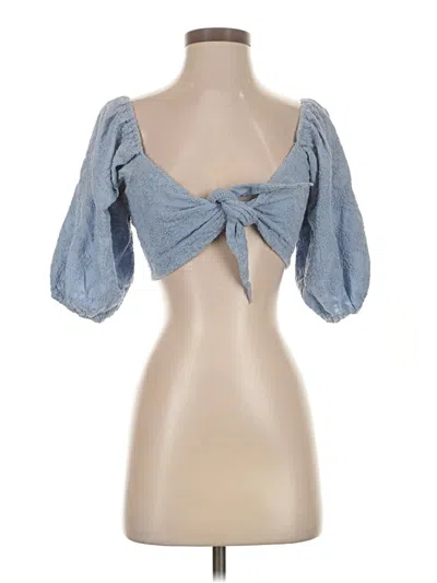Pre-owned Minkpink 3/4 Sleeve Blouse In Blue