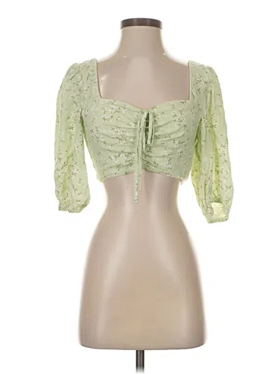 Pre-owned Minkpink 3/4 Sleeve Blouse In Green