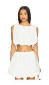 Minkpink Alexa Bubble Crop Top In White