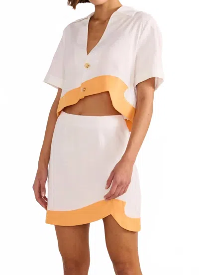 Minkpink Alora Skirt In White/orange