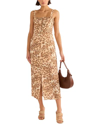 Minkpink Arden Tie Linen-blend Midi Dress In Brown