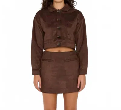 Minkpink Aston Suede Mini Skirt In Chocolate In Brown