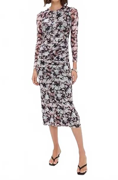 Minkpink Audrey Mesh Midi Dress In Abstract In Blue