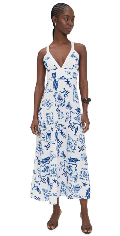 Minkpink Baci Cross Back Dress Nautical Stamps In Multi